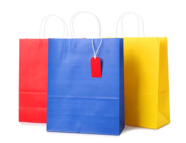 Paper Shopping Bags White Background — Stock Photo, Image