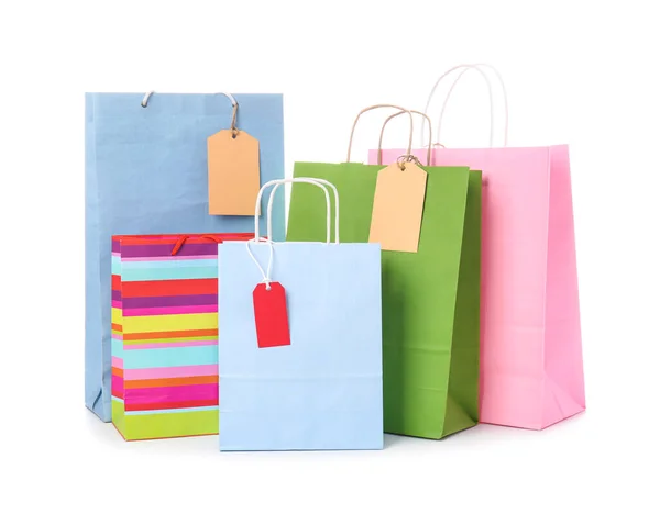 Paper Shopping Bags White Background — Stock Photo, Image