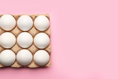 Renkli arka planda taze tavuk yumurtası