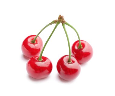 Beyaz arka planda olgun tatlı kiraz