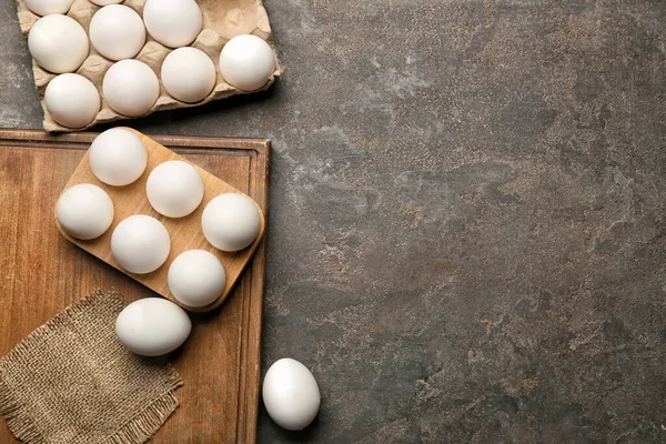 Fresh Chicken Eggs Grey Background — Stock Photo, Image