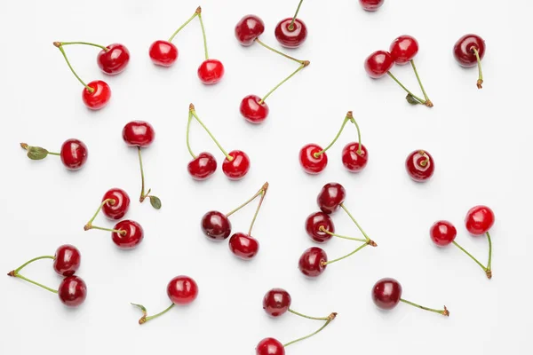 Ripe Sweet Cherry White Background — Stock Photo, Image