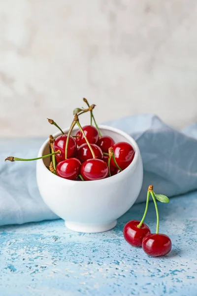 Bowl Sweet Cherry Table — Stock Photo, Image