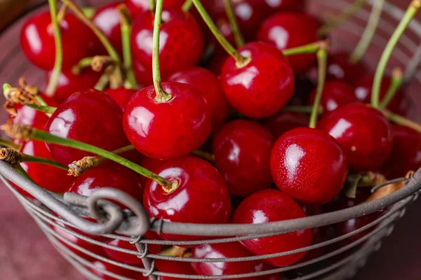 Basket Sweet Cherry Closeup — Stock Photo, Image