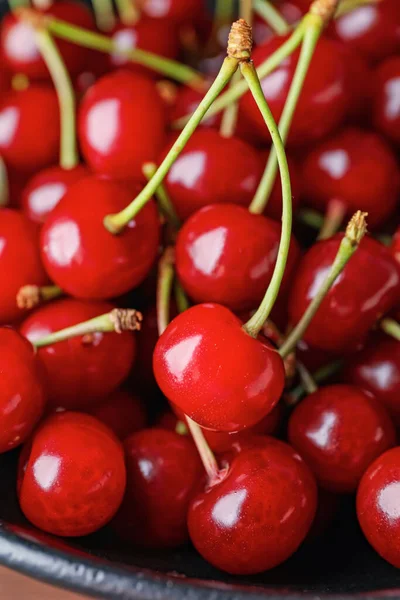 Talíř Sladkou Třešní Detailní Záběr — Stock fotografie