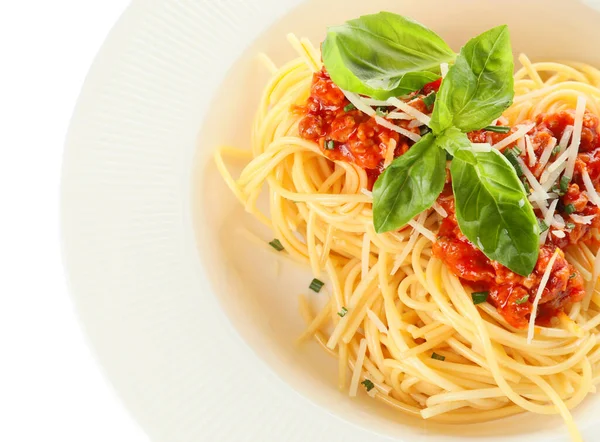 Tasty Pasta Bolognese Plate Closeup — Stock Photo, Image