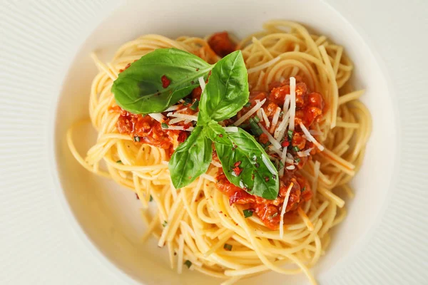 Tasty Pasta Bolognese Plate Closeup — Stock Photo, Image