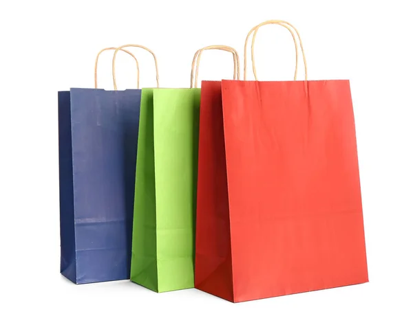 Paper Shopping Bags White Background — Stock Photo, Image