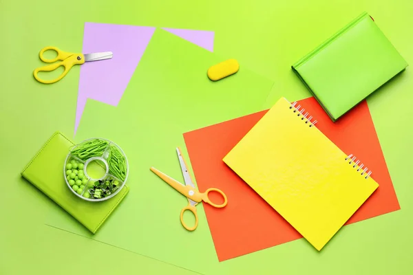 School Supplies Color Background — Stock Photo, Image