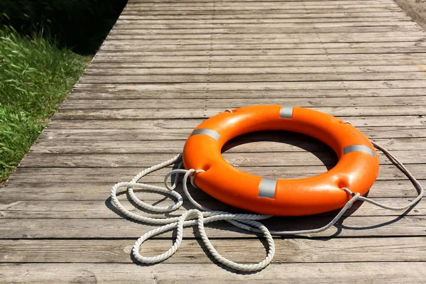 Lifebuoy ring on berth outdoors