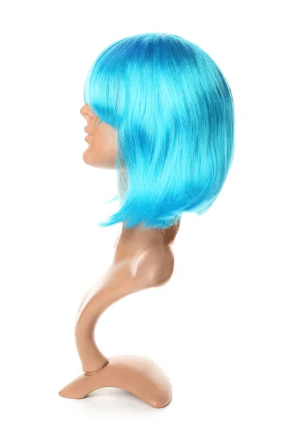 Mannequin Bright Female Wig White Background — Stock Photo, Image