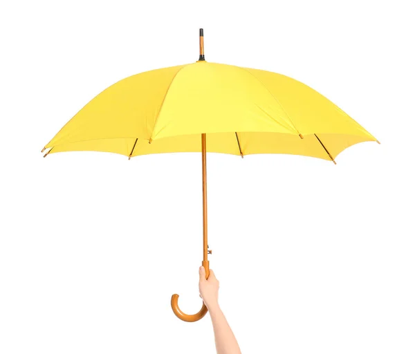 Kéz Stílusos Esernyő Fehér Háttér — Stock Fotó