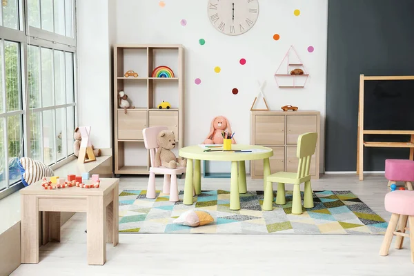 Stylish Interior Modern Playroom Kindergarten — Stock Photo, Image