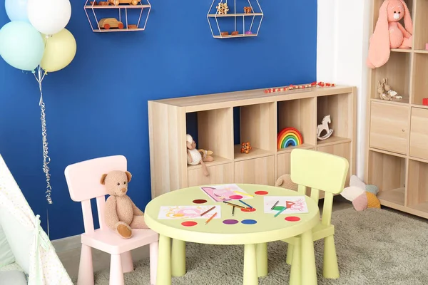 Stylish Interior Modern Playroom Kindergarten — Stock Photo, Image