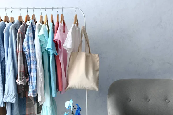 Hanger Clothes Eco Bag Dressing Room — Stock Photo, Image