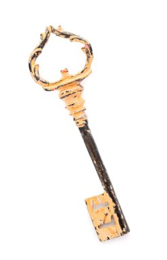 Beyaz arkaplanda eski tuş