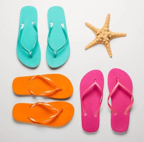 Beach Flip Flops White Background — Stock Photo, Image