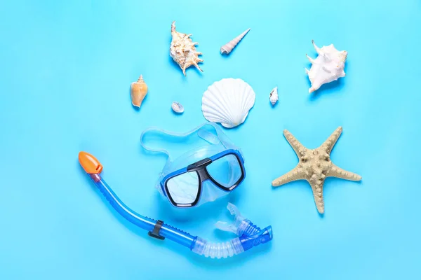 Snorkeling Mask Tube Color Background — Stock Photo, Image