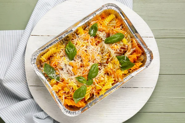 Tasty Baked Pasta Dish Table — Stock Photo, Image