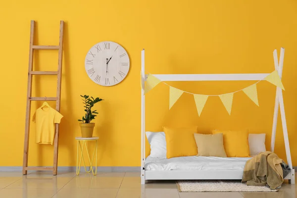 Interior Modern Children Room Comfortable Bed — Stock Photo, Image