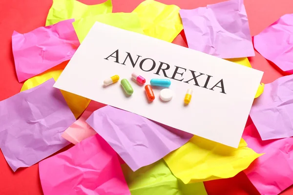 Word Anorexia Pills Color Background — Stock Photo, Image