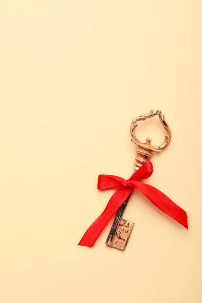 Old Key Bow Color Background — Stock Photo, Image