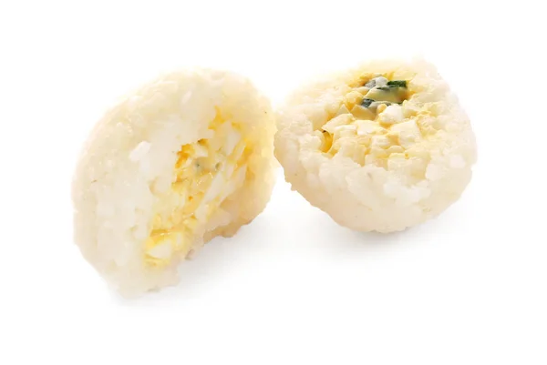 Tradizionale Giapponese Onigiri Sfondo Bianco — Foto Stock