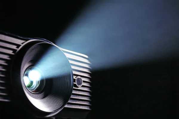 Modern Video Projector Dark Background Closeup — Stock Photo, Image