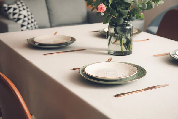 Table Served Modern Stylish Dining Room — Stock Photo, Image