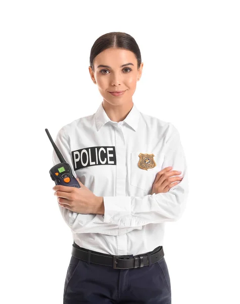 Žena Policistka Bílém Pozadí — Stock fotografie