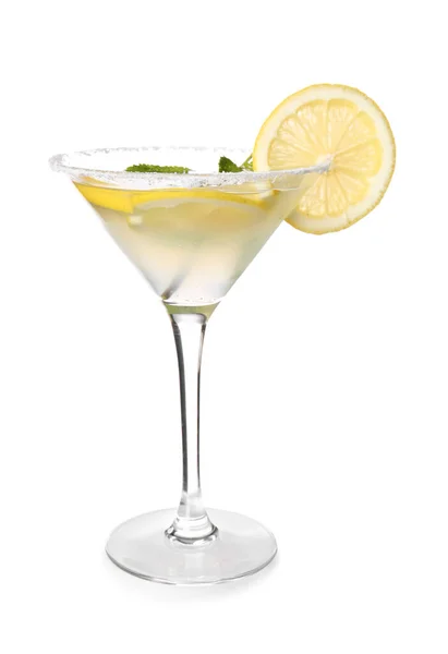 Bicchiere Gustoso Cocktail Martini Sfondo Bianco — Foto Stock