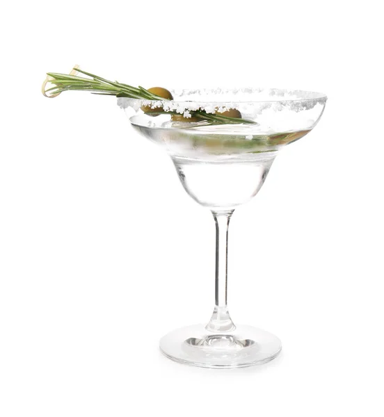Verre Délicieux Cocktail Martini Sur Fond Blanc — Photo