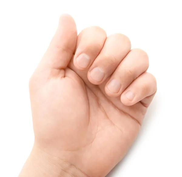 Manicure Męska Ręka Białym Tle — Zdjęcie stockowe