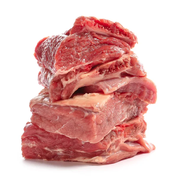 Roh Rindfleisch Kurzrippen Auf Weißem Hintergrund — Stockfoto