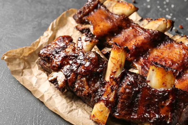 Tasty Beef Short Ribs Dark Background — Stock Photo, Image