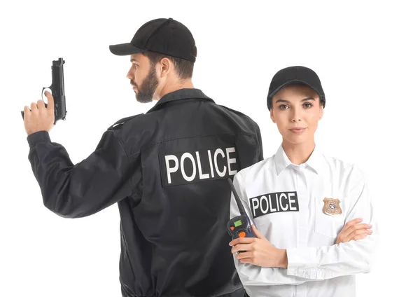 Police Officers White Background — Stock Photo, Image