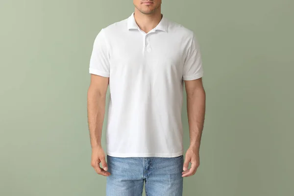 Νεαρός Άνδρας Κομψό Shirt Φόντο Χρώμα — Φωτογραφία Αρχείου