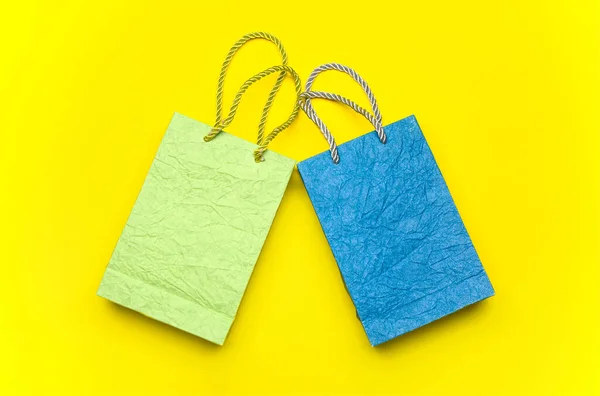 Paper Shopping Bags Color Background — Stock Photo, Image