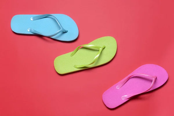 Stílusos Flip Flops Színes Háttér — Stock Fotó