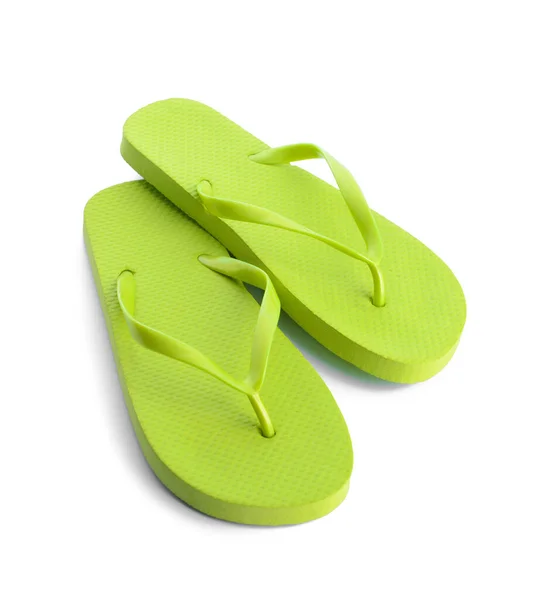 Stilvolle Flip Flops Auf Weißem Hintergrund — Stockfoto