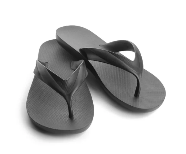 Stilvolle Flip Flops Auf Weißem Hintergrund — Stockfoto