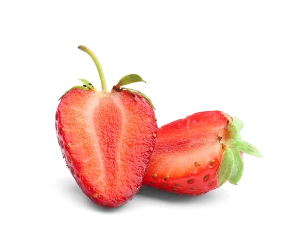 Frisch Geschnittene Reife Erdbeere Auf Weißem Hintergrund — Stockfoto
