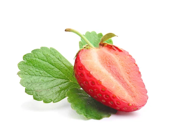 Fresh Cut Ripe Strawberry White Background — Stock Photo, Image