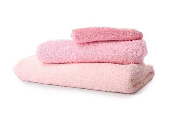 Clean Soft Towels White Background — Stock Photo, Image