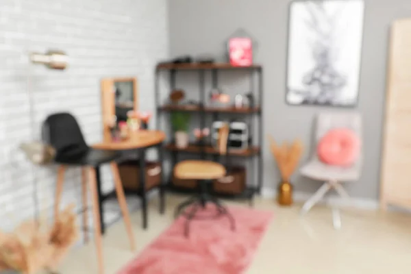 Stylish Interior Modern Makeup Room Blurred View — Stock Photo, Image