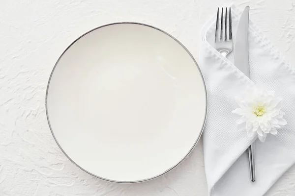 Simple Table Setting White Background — Stock Photo, Image