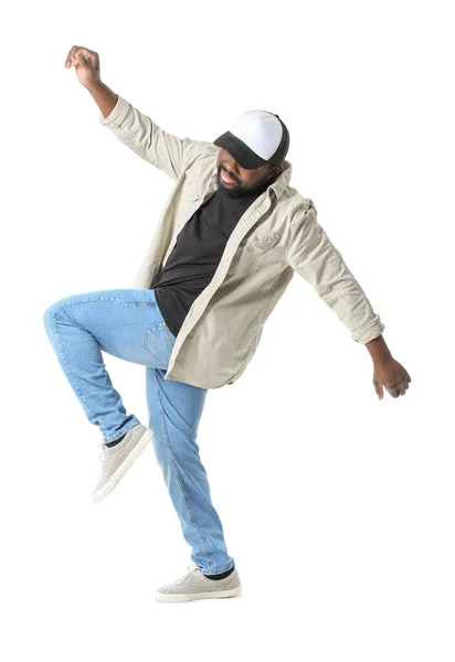 Afroamerikanische Hip Hop Tänzerin Auf Weißem Hintergrund — Stockfoto