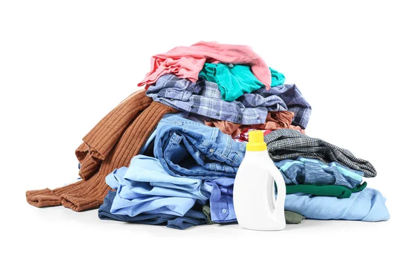 Heap Dirty Clothes White Background — Stock Photo, Image