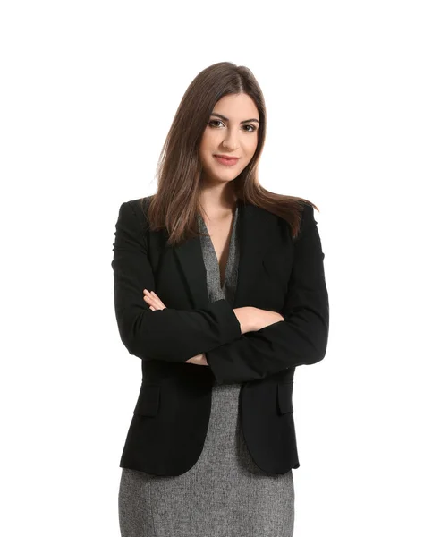 Young Businesswoman White Background — Stock Photo, Image