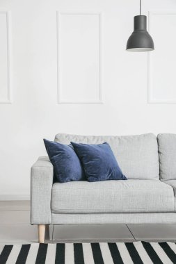 Oturma odasında şık bir kanepe.